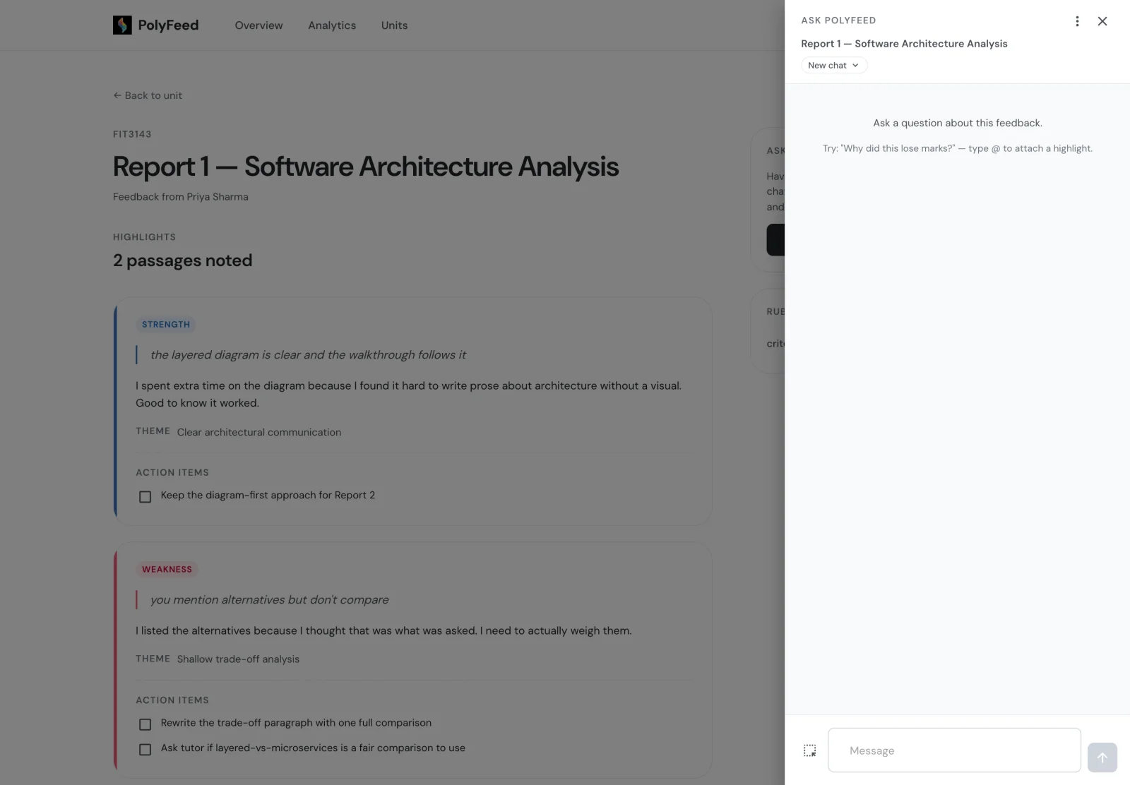 AI Learning Assistant on the dashboard