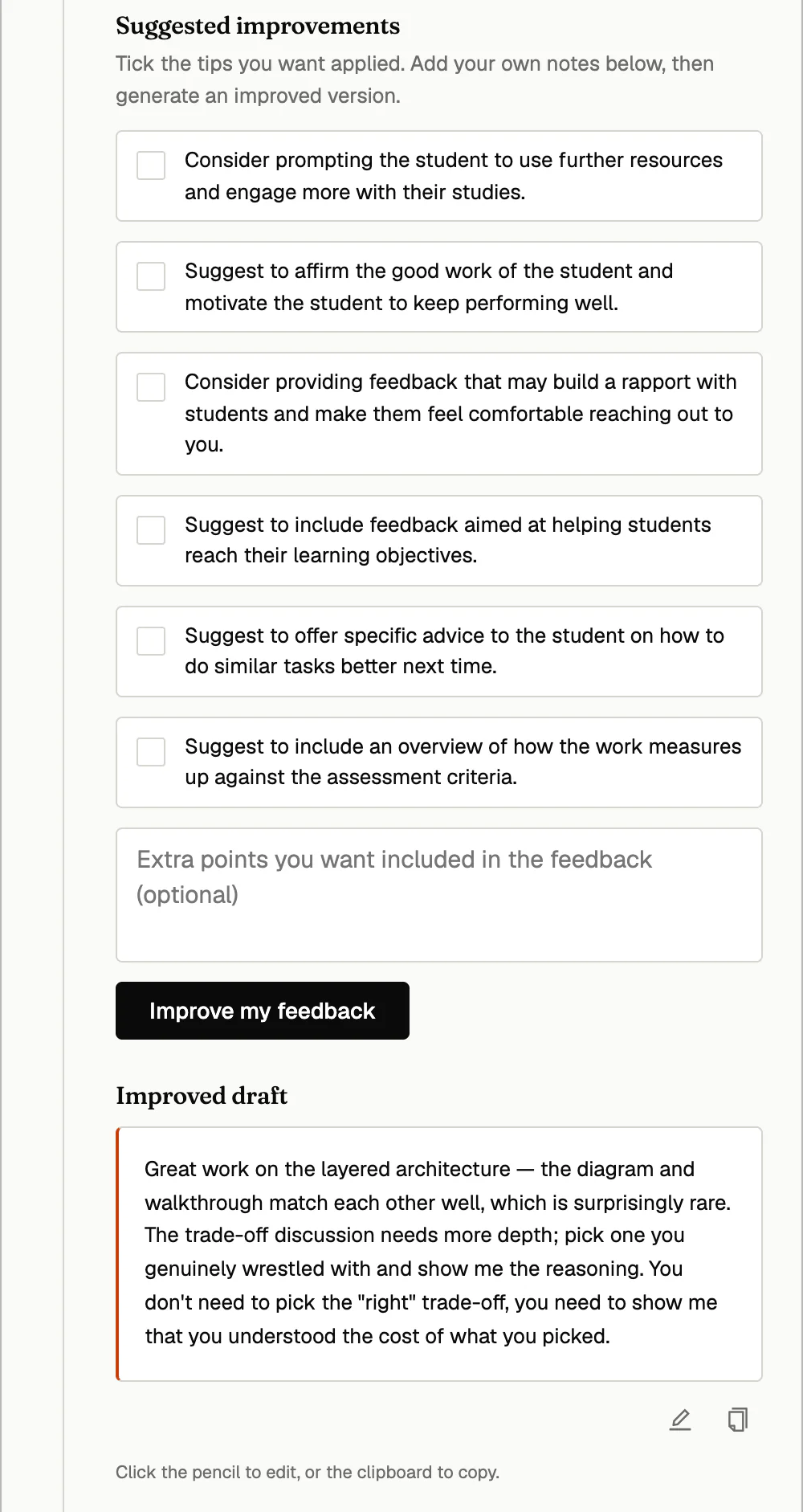 Suggested improvements and an AI-improved draft