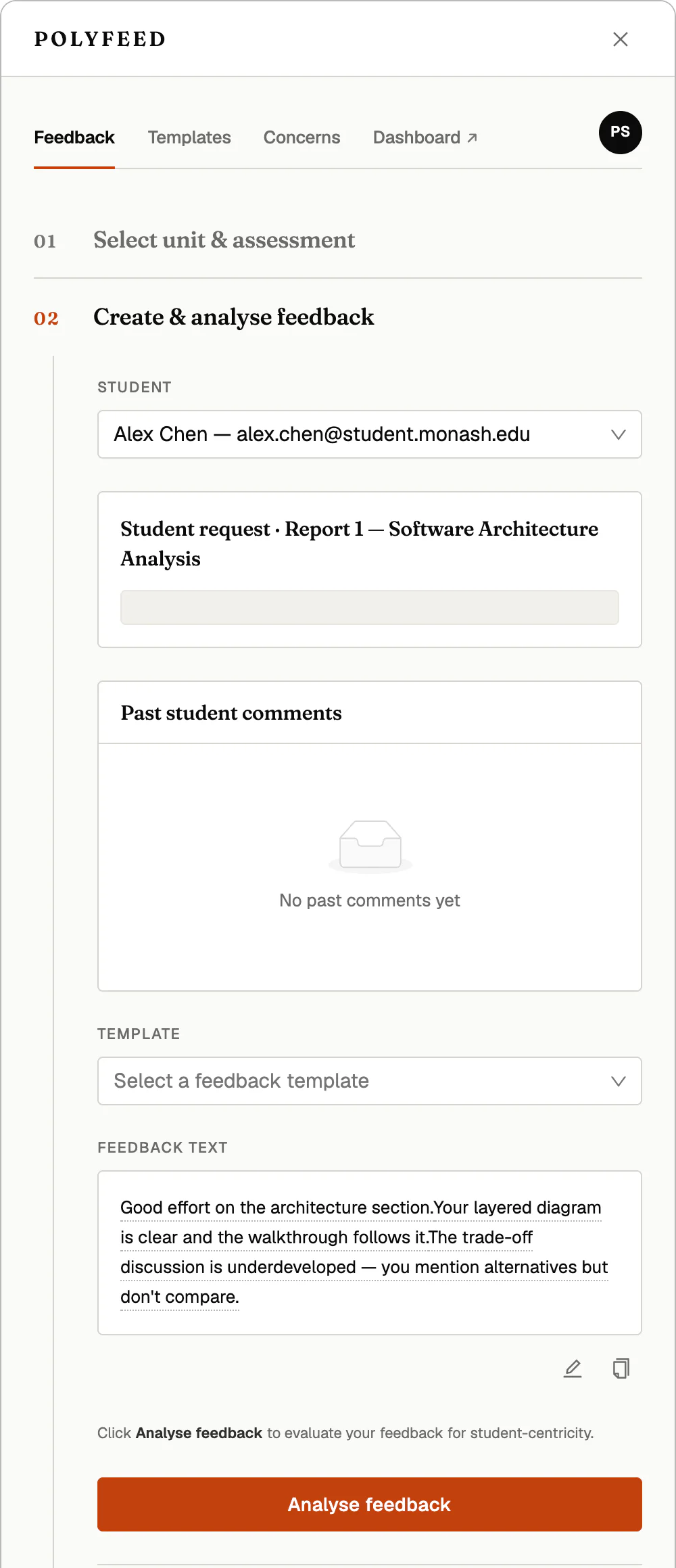The PolyFeed teacher extension in action
